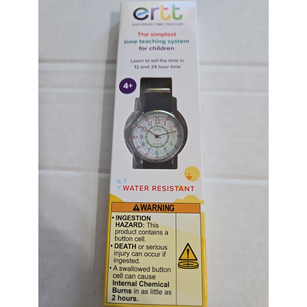 NIB Kids ERTT Time Teaching Watch. Ages 4+, Water Resistant, Navy Fabric Strap.